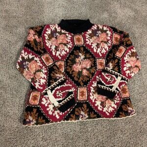 Express Tricot Vintage floral knit sweater